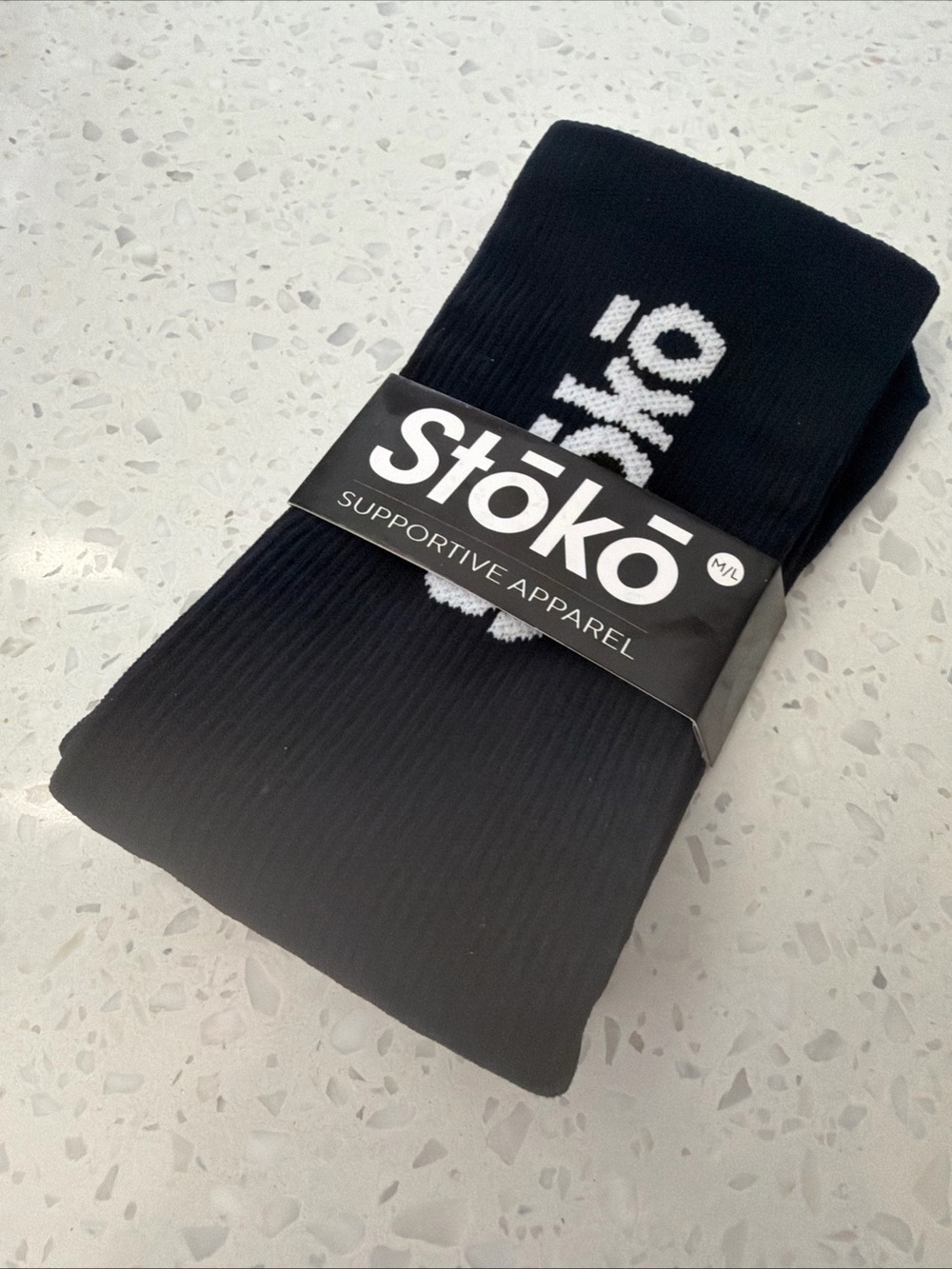 Stoko Men's Black Performance Crew Run Socks Size M/L